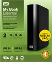 Disco duro externo Western Digital My Book Essential, 2TB USB 3.0 y USB 2.0 - Negro