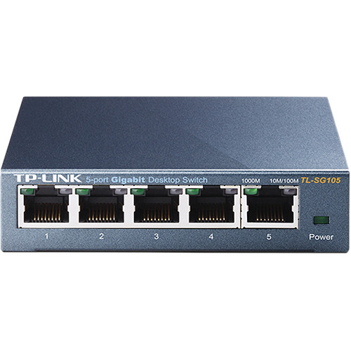 TP-LINK TL-SG105 5-Port 10/100/1000Mbps Desktop Gigabit Steel Cased Switch, IEEE 802.1p QoS, Up to 65% Power Saving